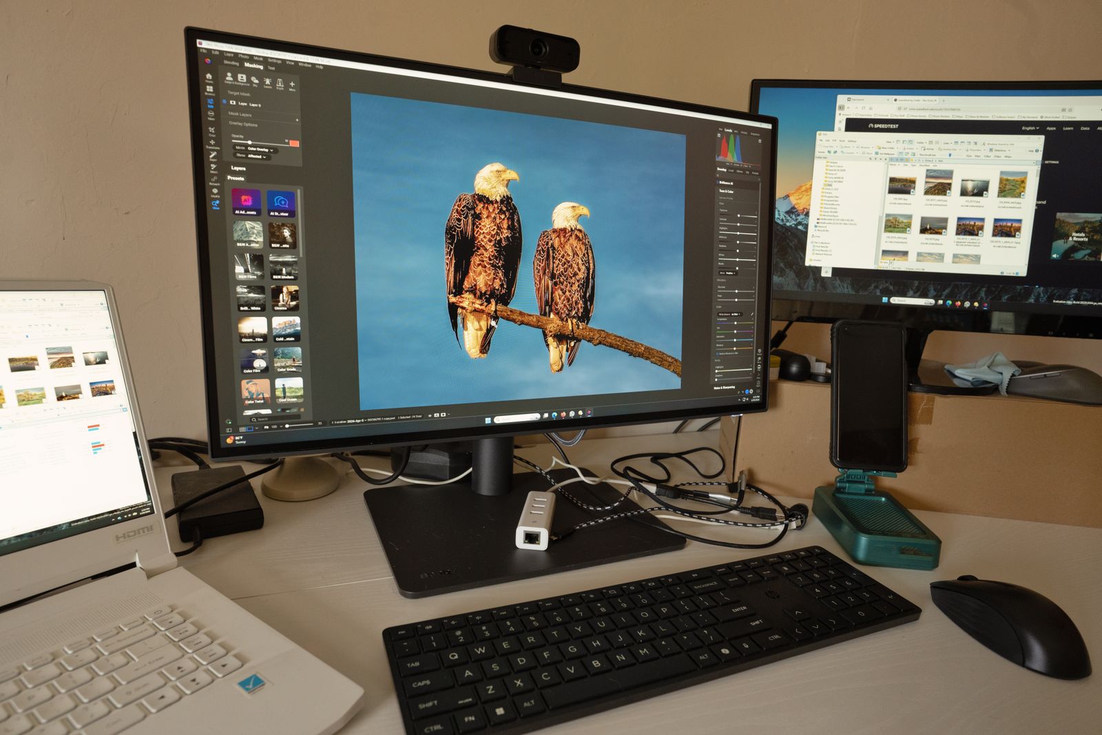 Editor at a workstation reviewing a timeline